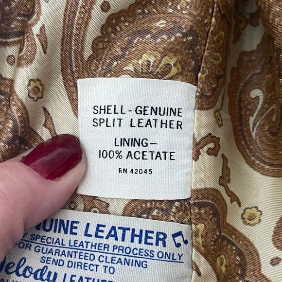 Simco Supreme Genuine Leather Vest Mens Size 46 Brown 4 Snaps Paisley Lined USA - Picture 3 of 12